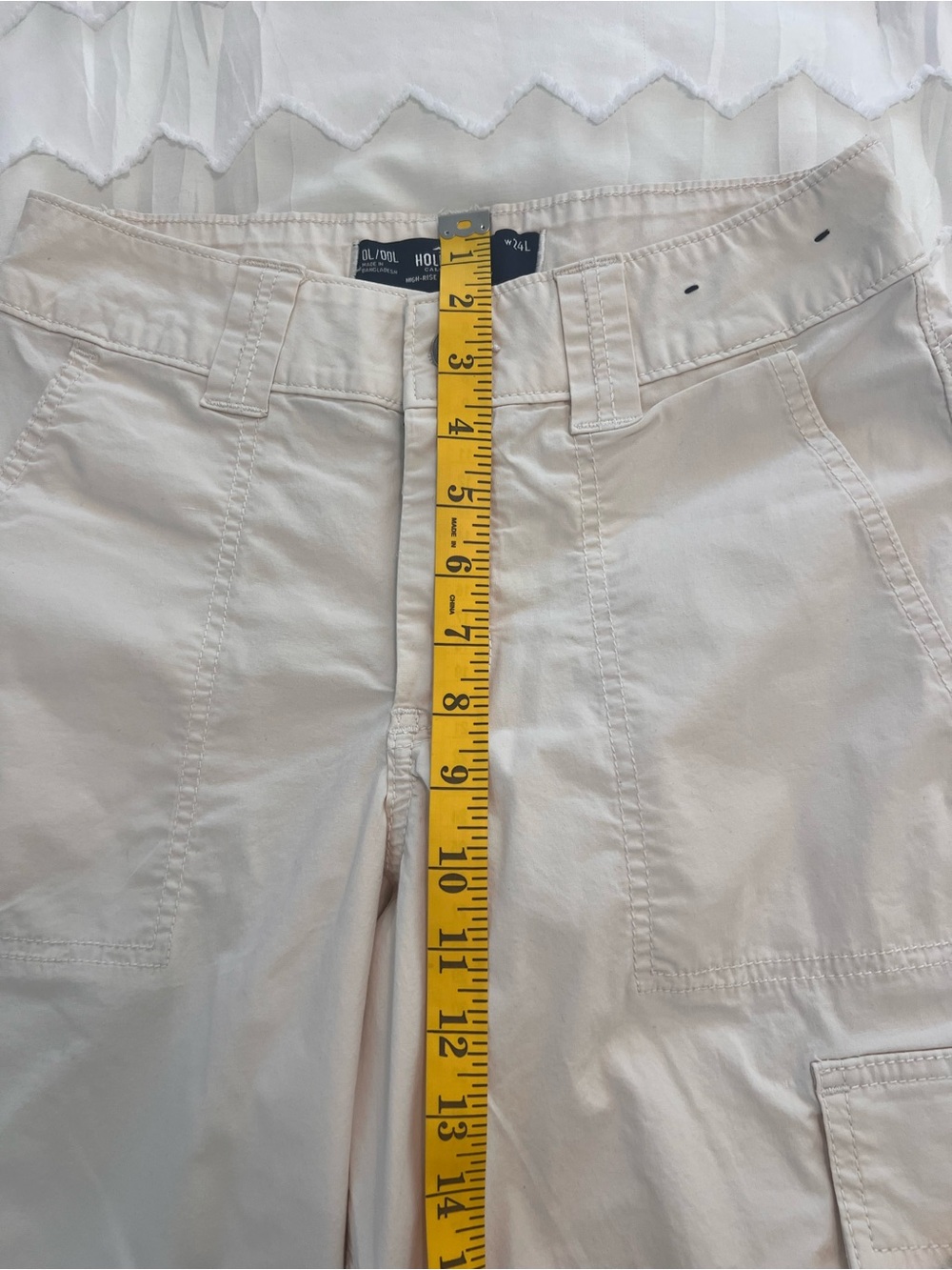 Hollister Cream Wide Leg Cargo Pants Women’s 24 Long High-Rise Utility Trousers - Picture 8 of 9